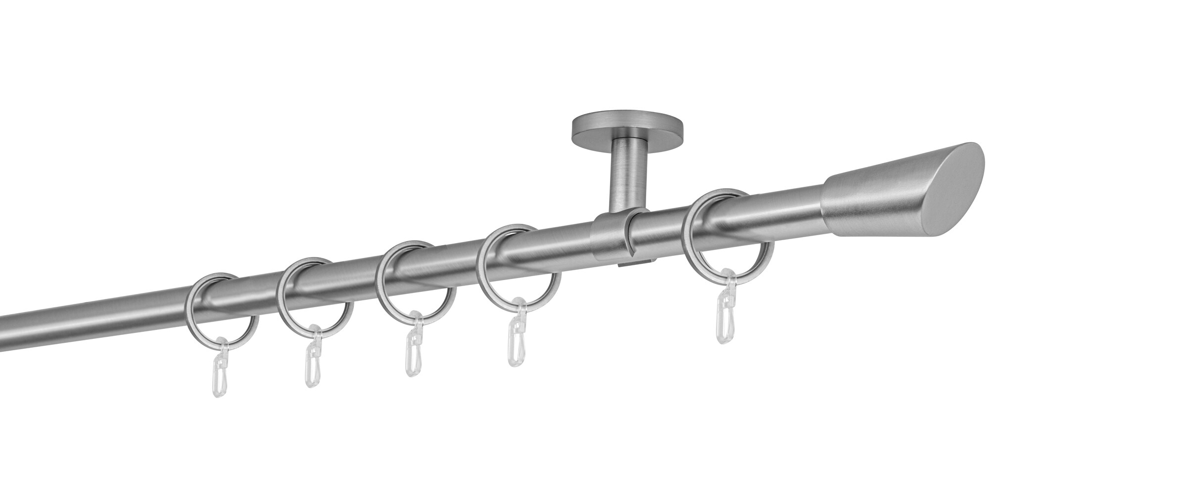 20mm,1-läufig,Rohr,Deckenträger classic,Endstück rag Größe: 100cm, Farbvariante: Edelstahl-Optik