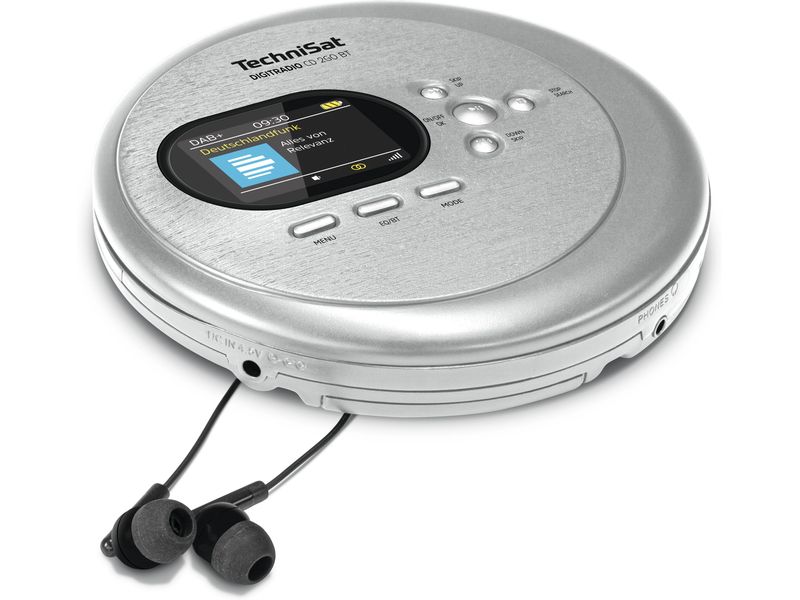 Technisat CD-Player Digitradio CD 2Go BT Silber Tragbarer CD-Player mit DAB  Radio und Farbdisplay