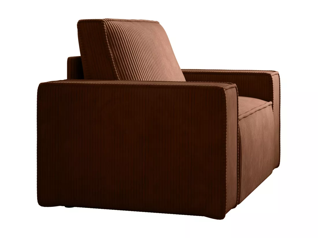 Fauteuil en velours côtelé terracotta foncé AMELIA