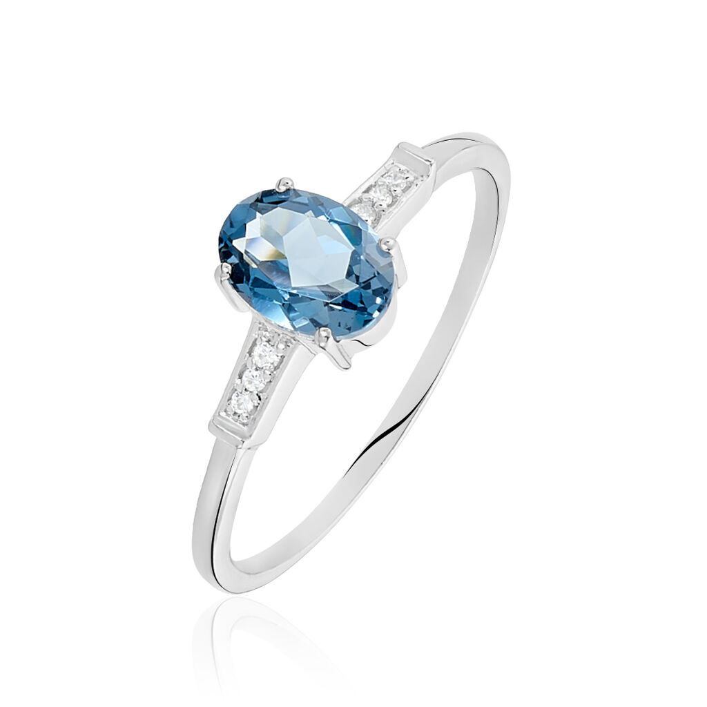 Bague Royanne Or Blanc Topaze Et Oxyde De Zirconium