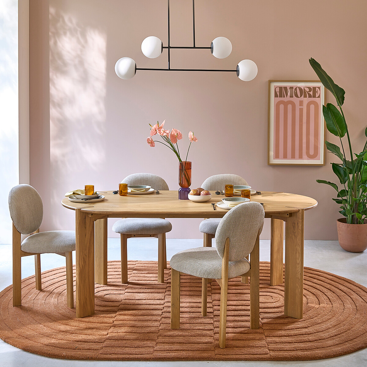 LA REDOUTE INTERIEURS<br>Mesa em carvalho maciço, 6/8 pessoas, Elmo