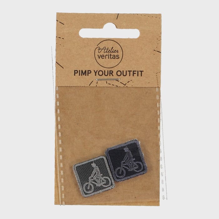 Atelier Veritas-Set van 3 mini patches met fietser 1,5x1,5cm