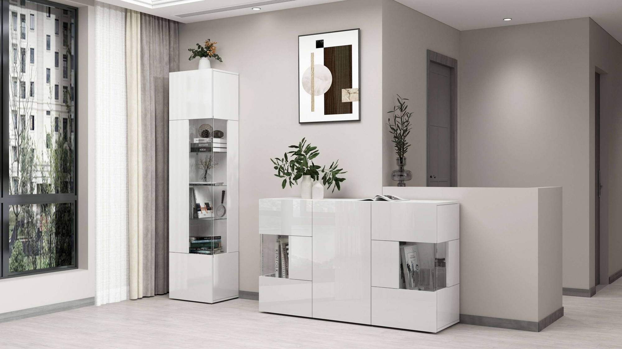 INOSIGN Vitrine »Egypt« komplett hochglanz lackiert, 1 Glastür mit 3 Glasböden