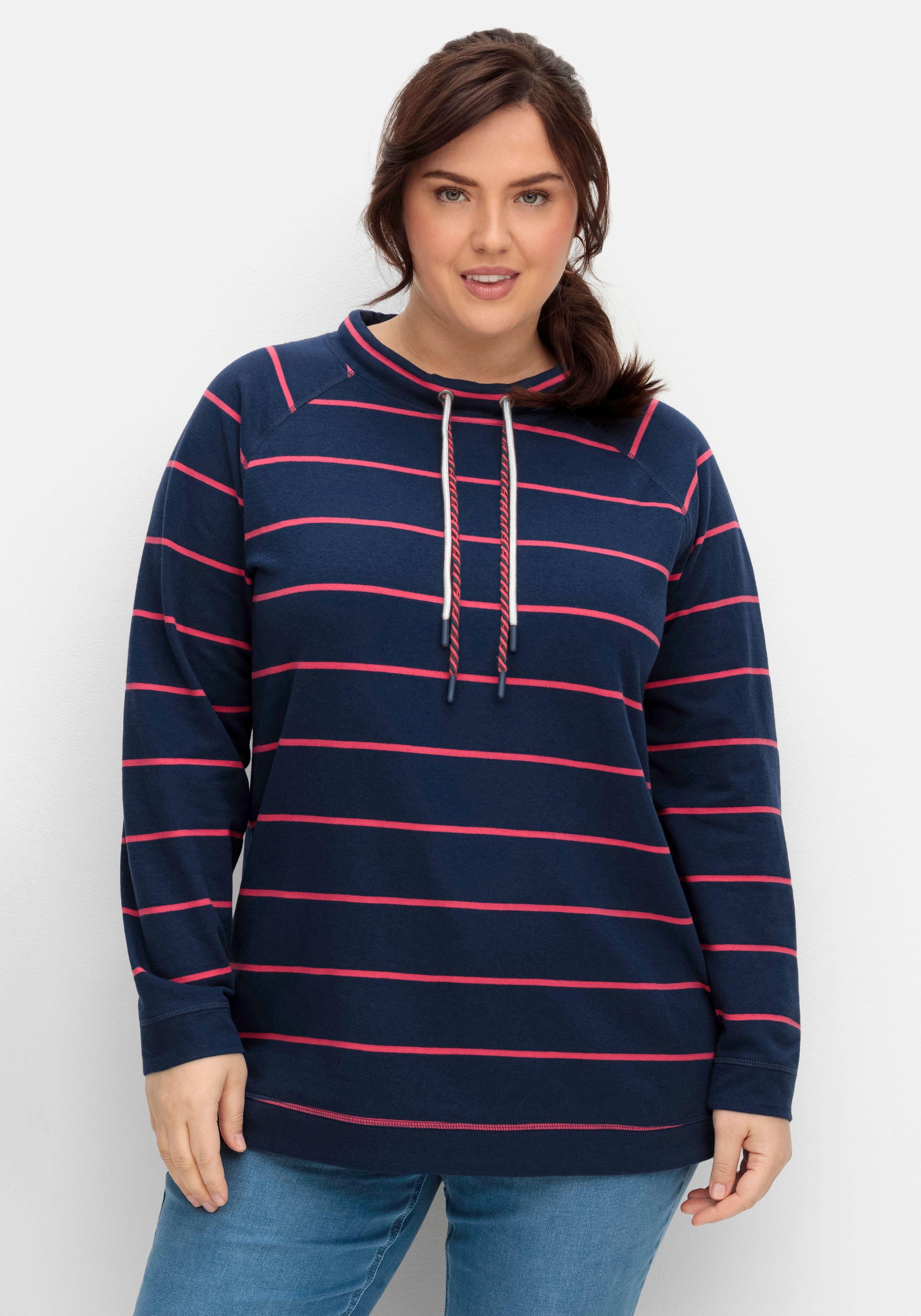 Gestreiftes Sweatshirt mit Stehkragen