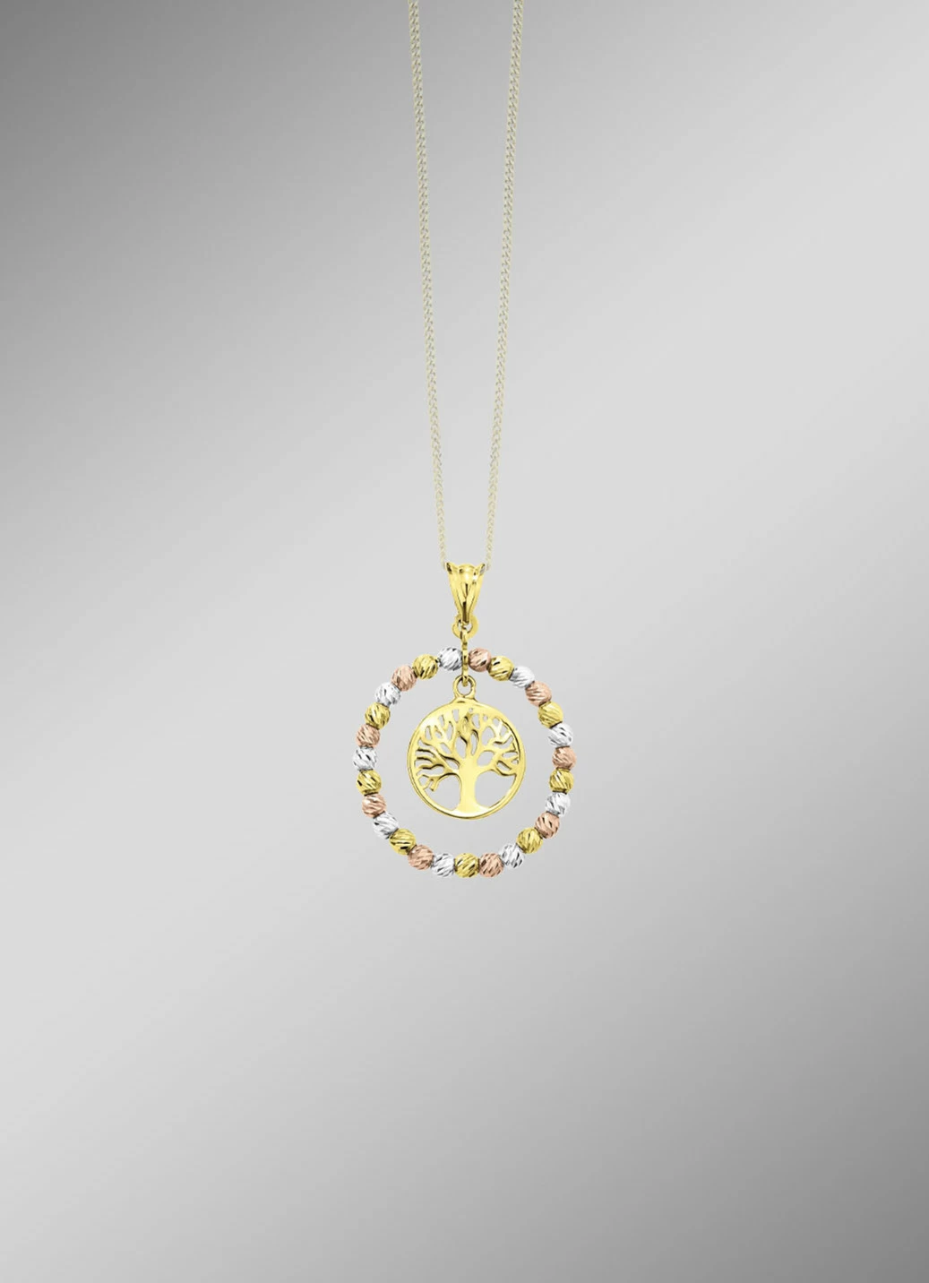 Diamantierter Lebensbaum-Anhänger in Tricolor
