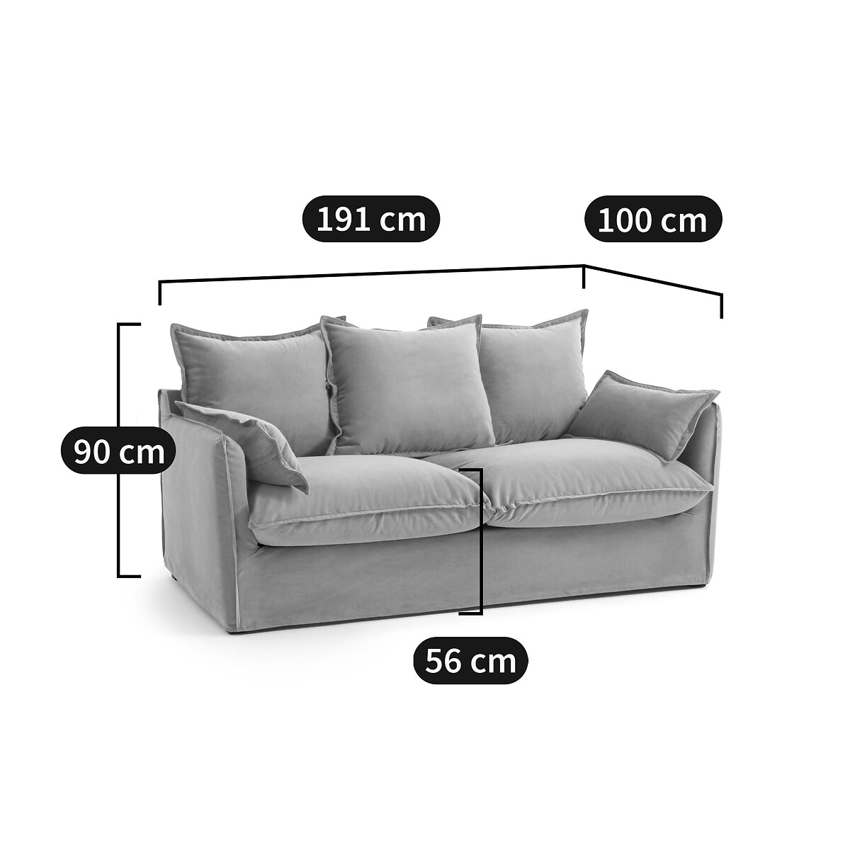 LA REDOUTE INTERIORS<br>Sofá-cama H14 cm, veludo, Odna