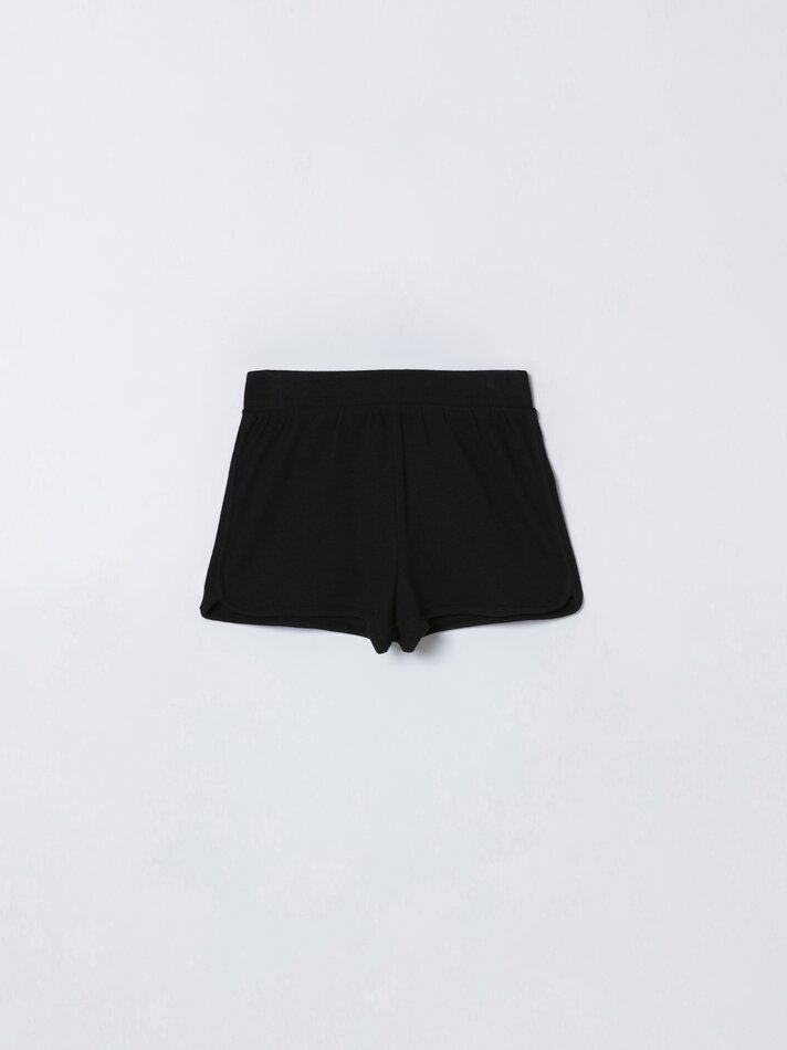 Conjunto de top canelado e shorts - Preto