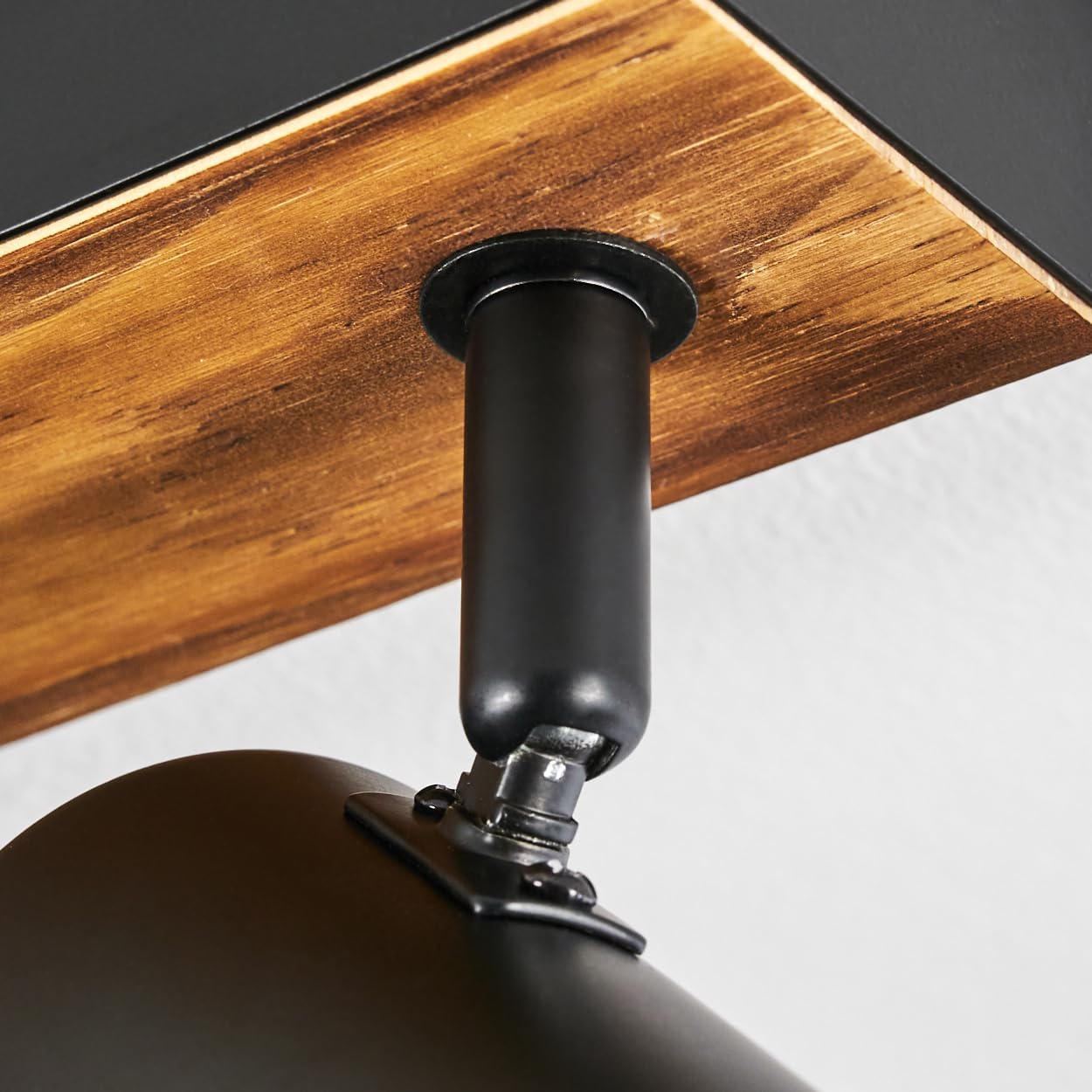 HOFSTEIN Deckenleuchte Gesteira, 6-flammige Deckenlampe aus Metall/Holz in Schwarz/Natur, Leuchte im Boho-Design mit verstellbaren Schirmen, GU10, Esszimmer, Wohnzimmer, Küche, Schlafzimmer, Flur