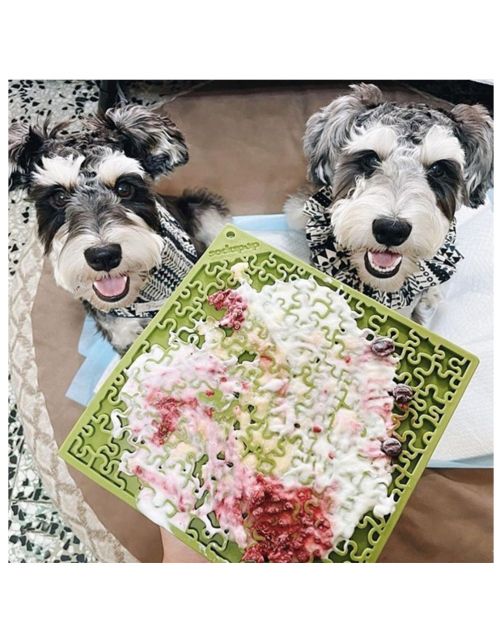 Sodapup Lickmat Jigsaw - Hondenvoerbak - Groen Large
