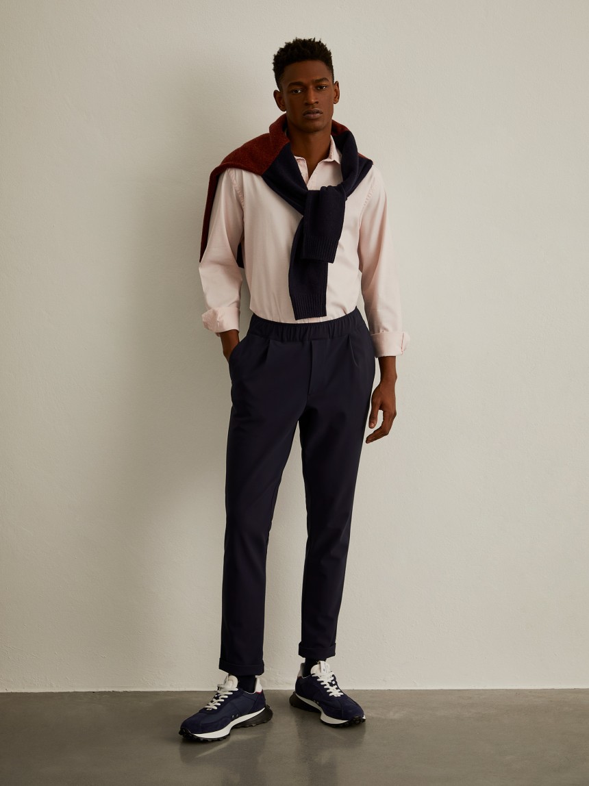 Camisa slim fit em tecido oxford