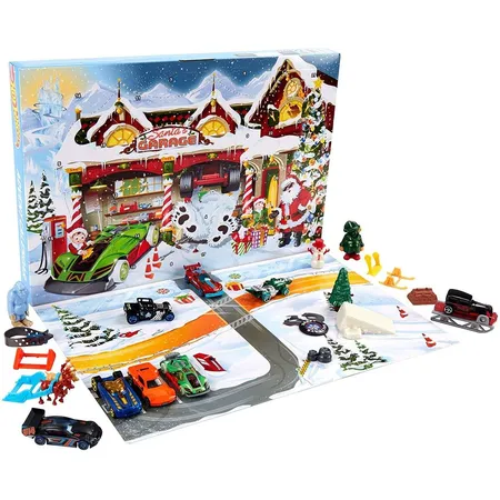 Hot-Wheels-Adventskalender mit Überraschungen für 24 Tage, Fahrzeugen und Zubehör