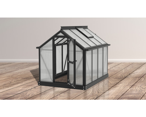 Vitavia Merlin mini-kas, 4 mm dubbelwandige polycarbonaatplaten, 87,2 x 111,6 cm, zwart