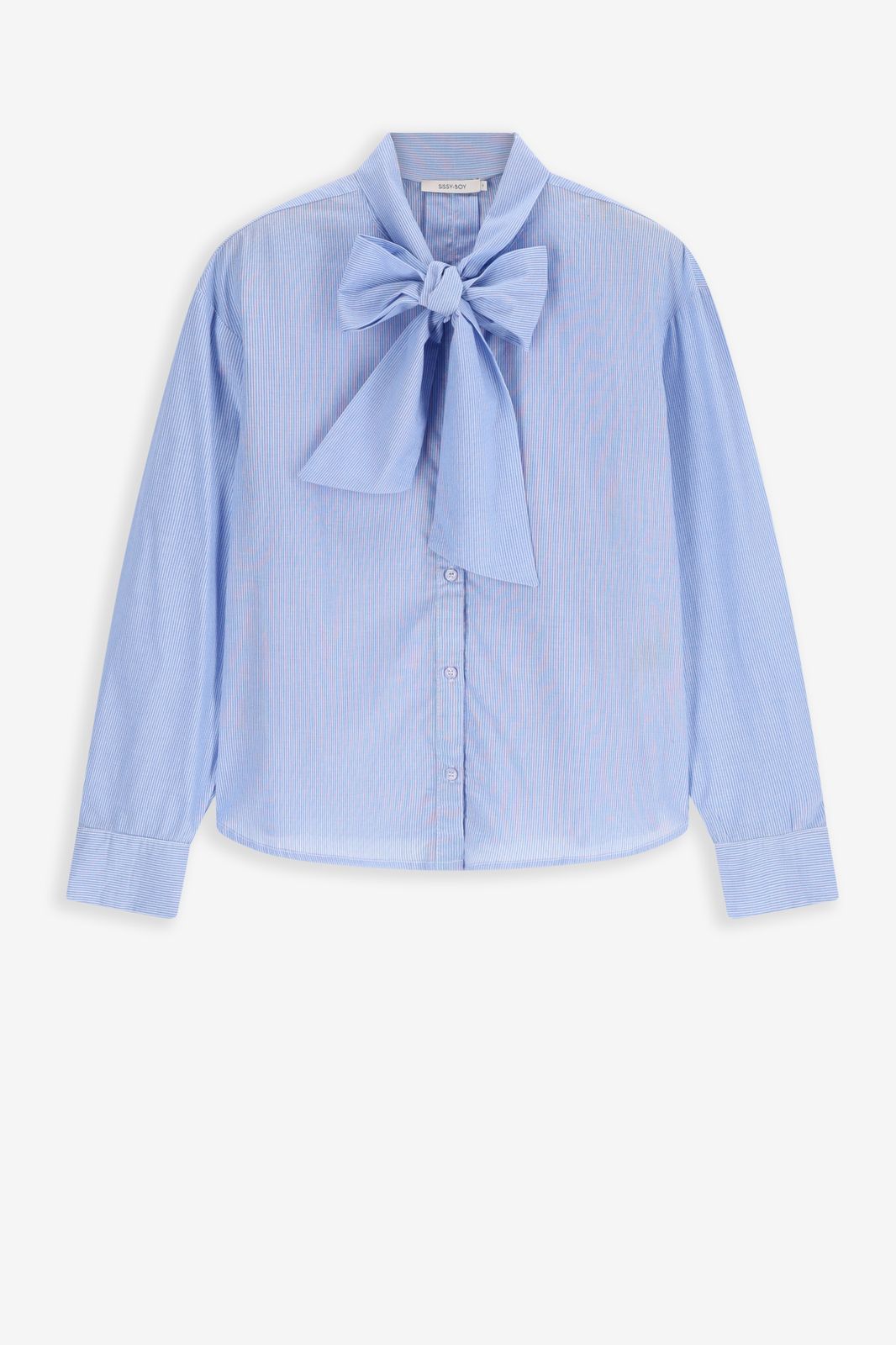 Lichtblauwe blouse met strik