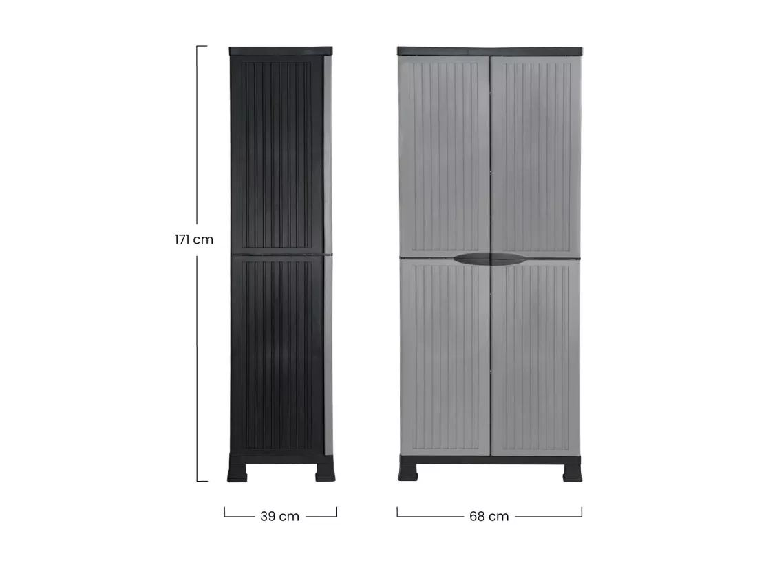 Armoire extérieure en résine avec balai et 4 étagères 171x68x39cm Thinia Home