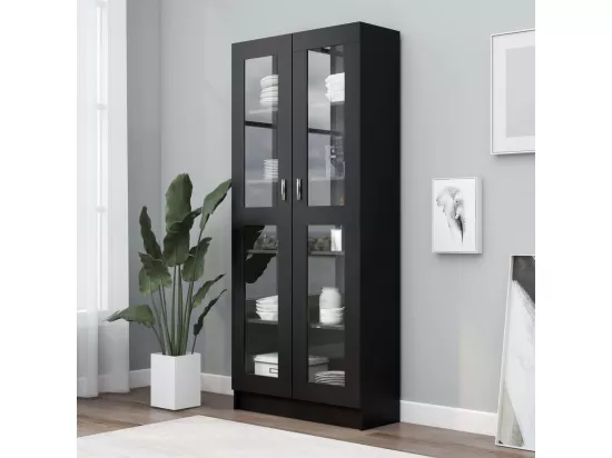 Armoire à vitrine Noir 82,5x30,5x185,5