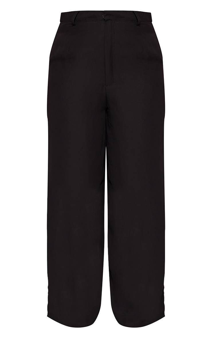 Noir Pantalon Large Taille Haute En Mousseline Grande Taille