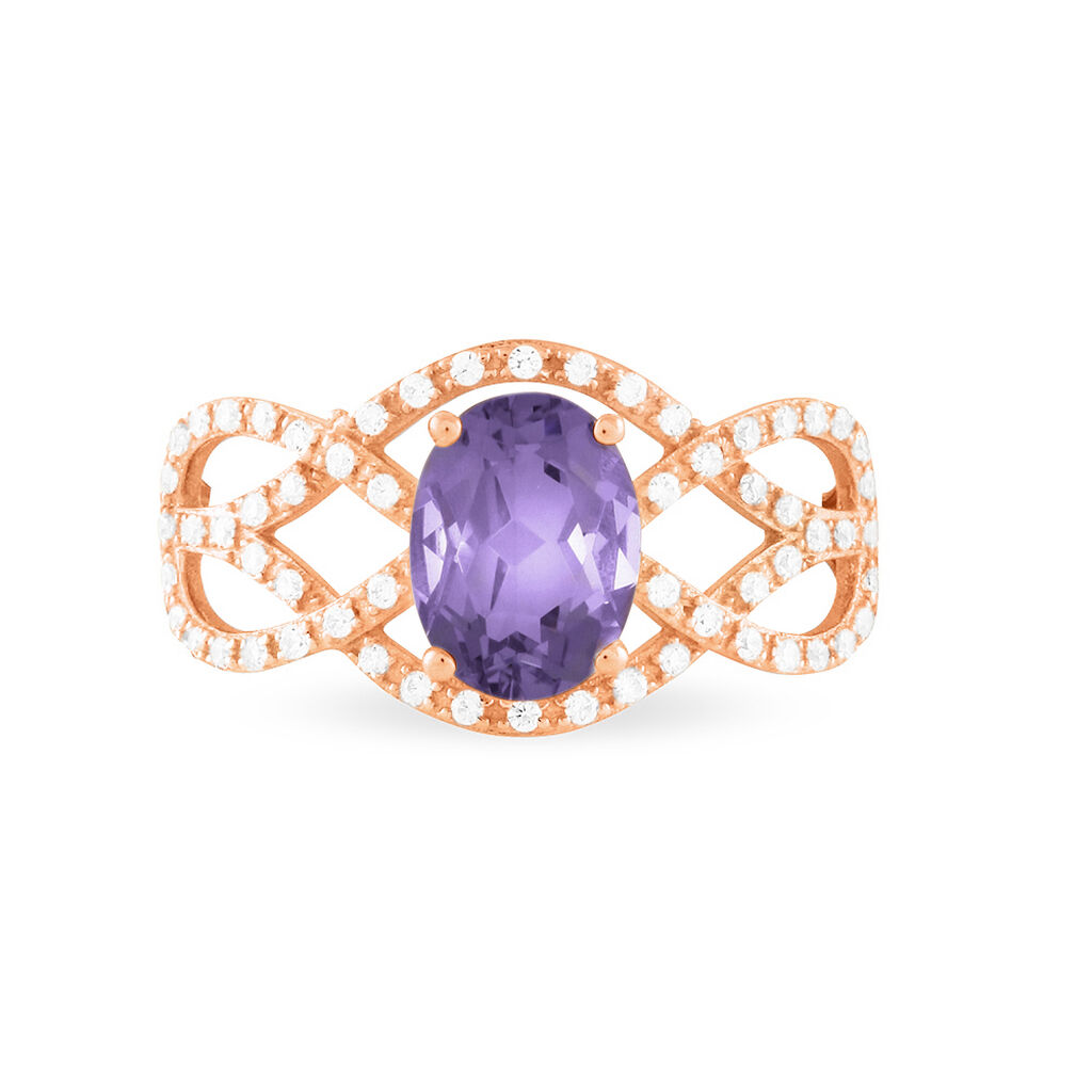 Bague Tina Or Rose Amethyste Et Diamant