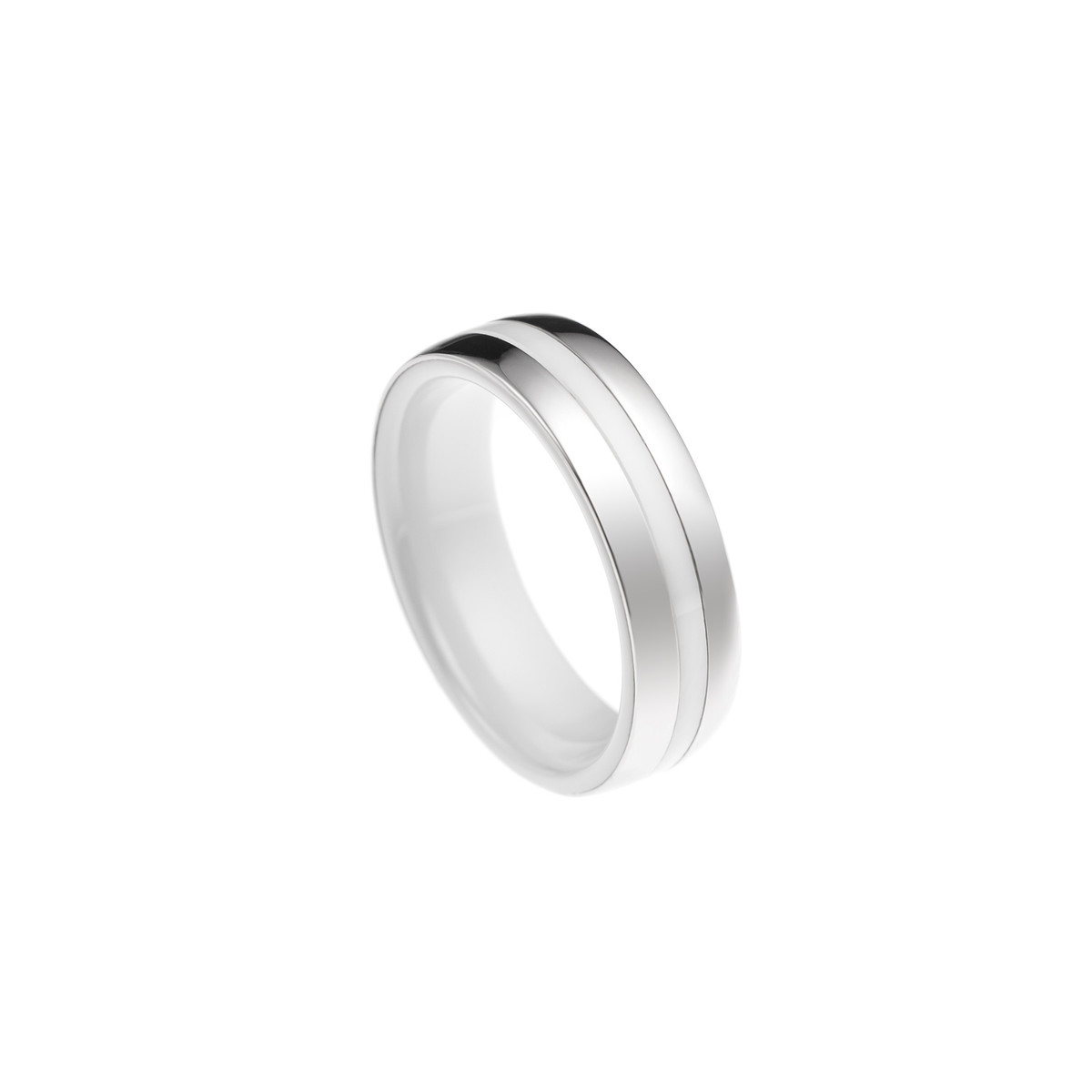 STELLA - Bague Simple - Pure Ceramic blanche et acier