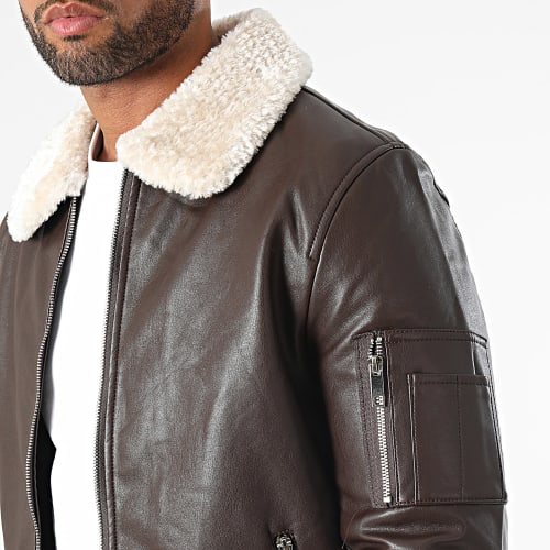 Veste Bomber Col Mouton Marron