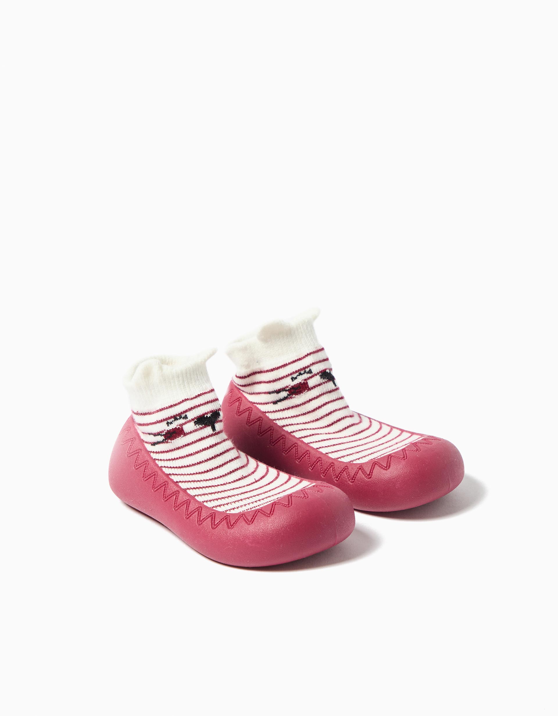 Meias com Sola de Borracha, Menina, Vermelho Escuro