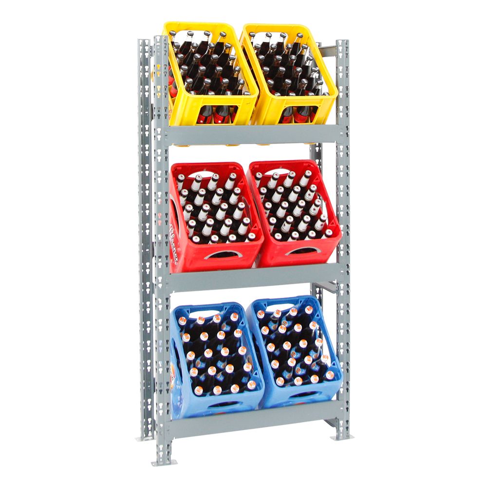 PROREGAL Drankkrattenrek, model Tegernsee, HxBxD 160 x 80 x 30 cm, 6 kratten, grijs
