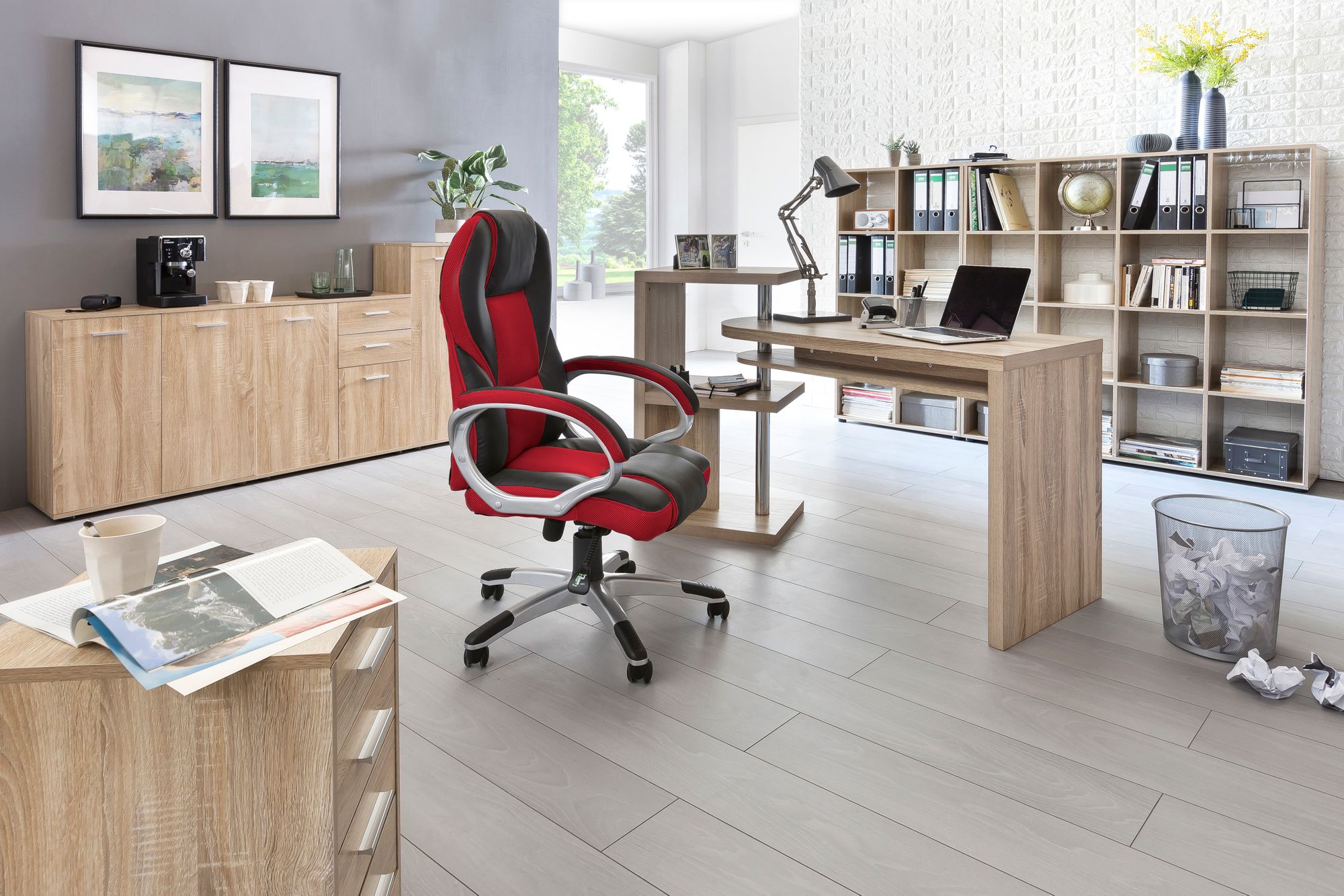 KADIMA DESIGN Schubladenschrank ITTER Holz: 5 Schubladen, Rollen, melaminharzbeschichtet