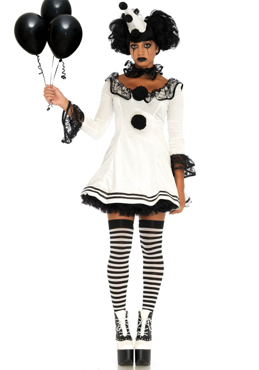 Clown Jurk Wit Zwart Dames Leg Avenue