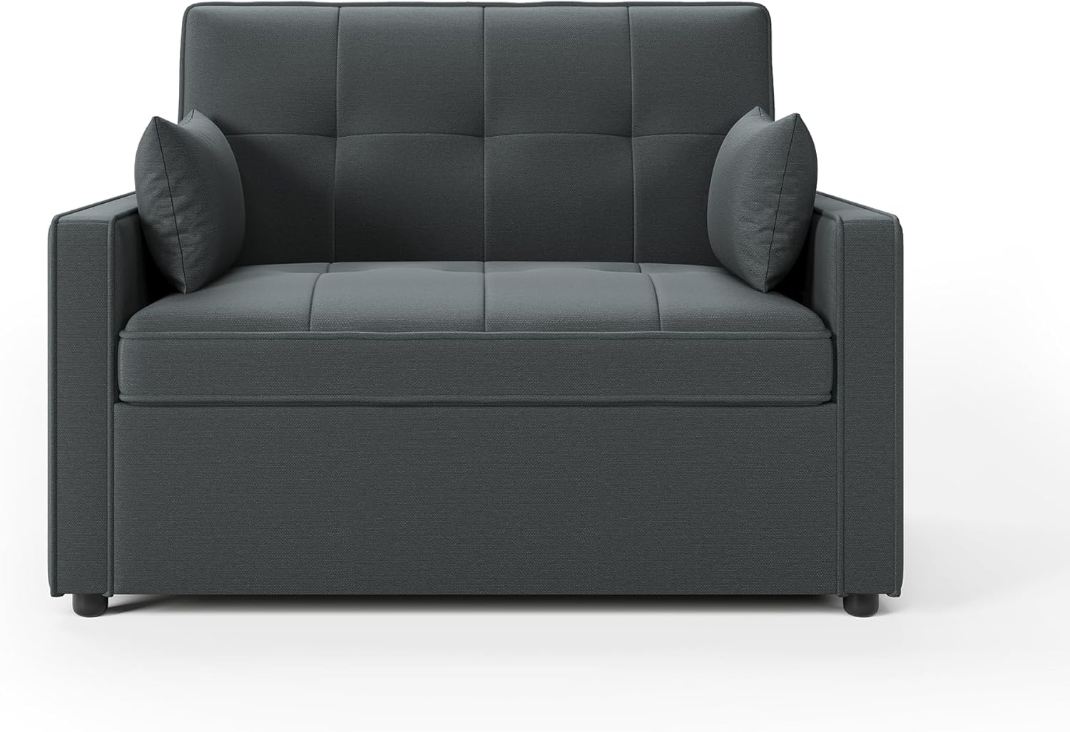 Schlafsofa 186 x 122 cm mit 5-stufig Verstellbarer Rückenlehne, 3-in-1 Schlafcouch mit Kissen und Seitentasche, graues Leinen-Sofa für Gästezimmer & kleine Räume