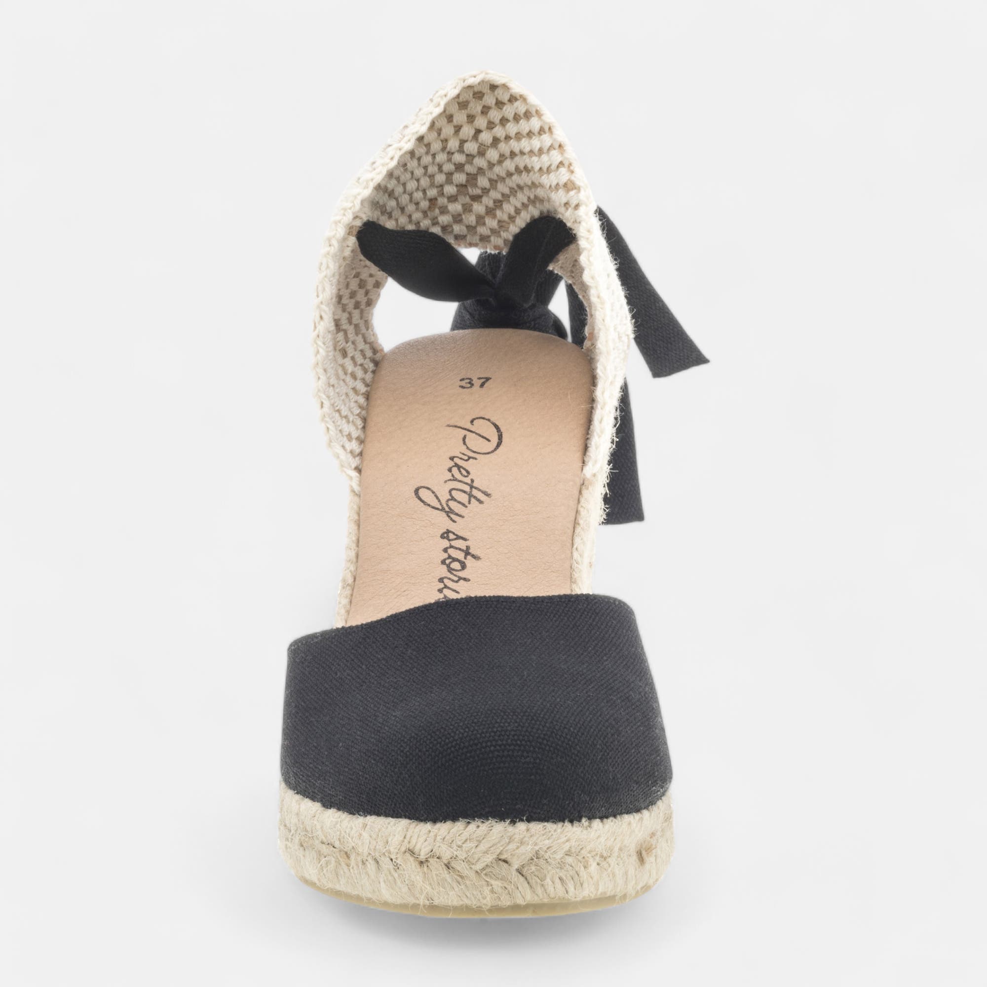 Espadrilles à talon compensé Femme noir