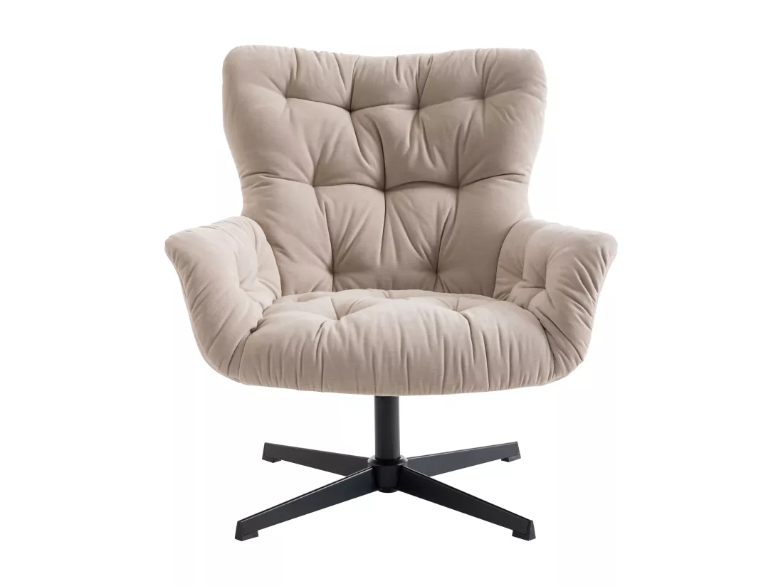 Fauteuil pivotant en tissu beige OPHELIE