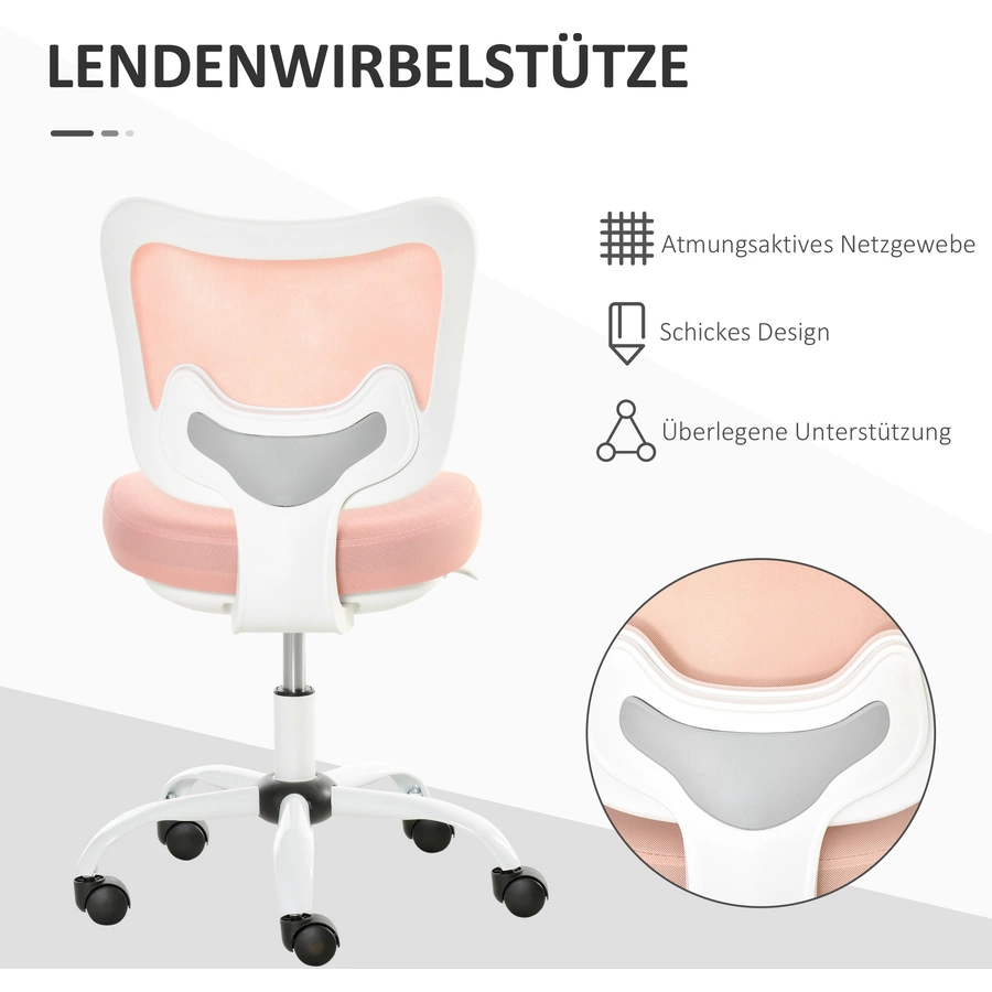 Vinsetto Bürostuhl Ergonomisches Liniendesign, ABS-Kunststoffgehäuse pink