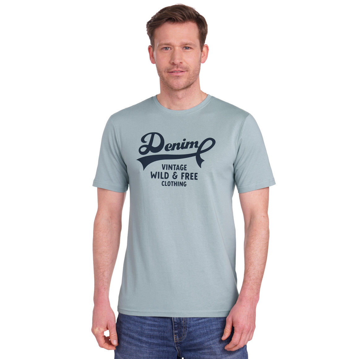 VanVaan Denim Herren T-Shirt mit Print blaugrau