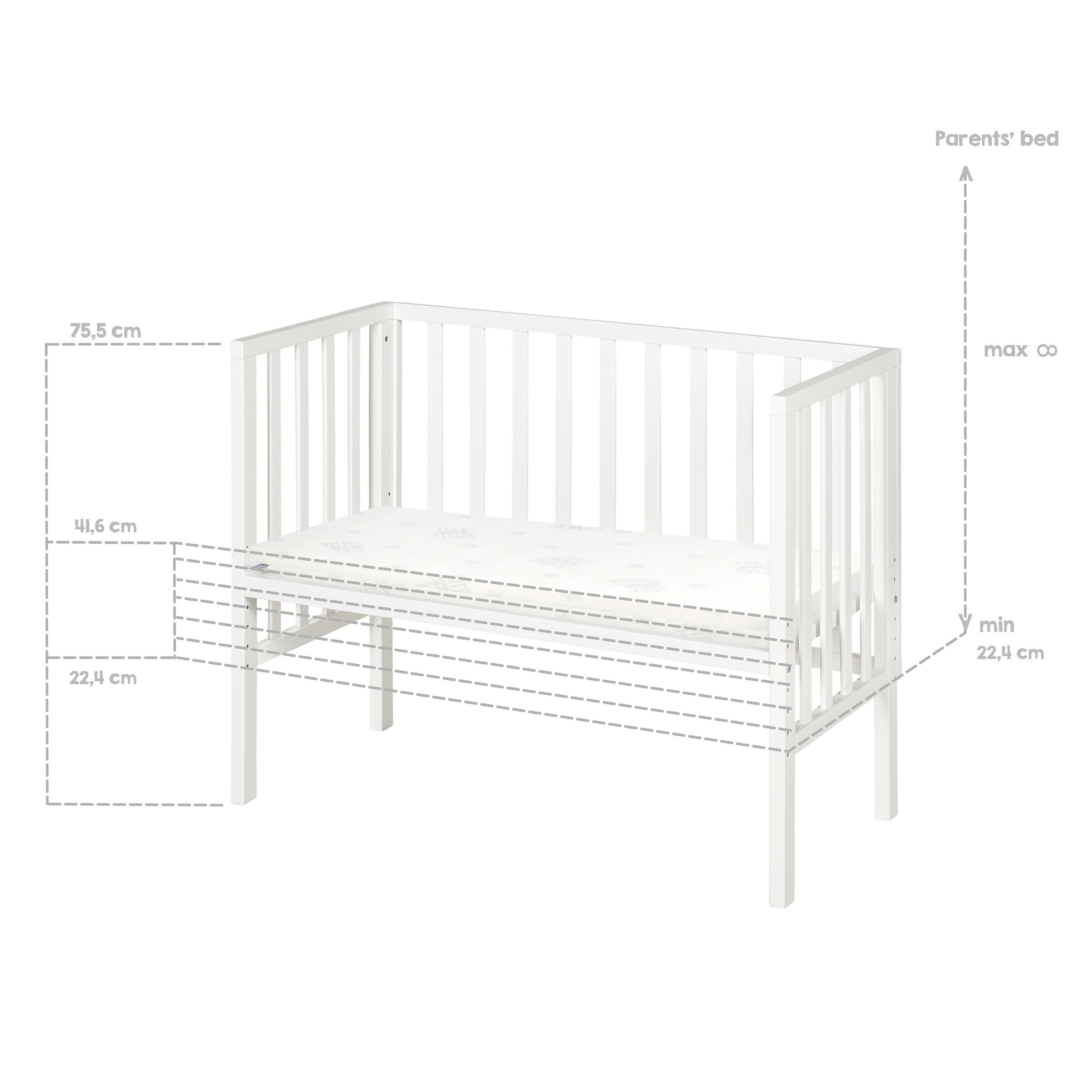 roba Beistellbett 2in1 mit Barriere + Matratze