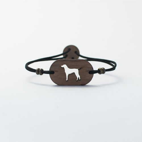 Pulseira de madeira personalizável com Weimaraner, preta.