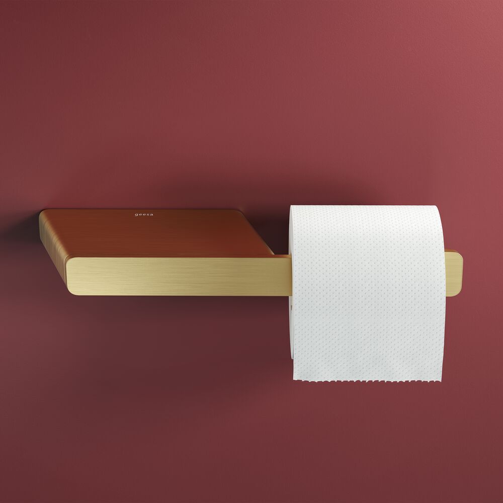Geesa Shift toiletrolhouder zonder klep met planchet goud geborsteld