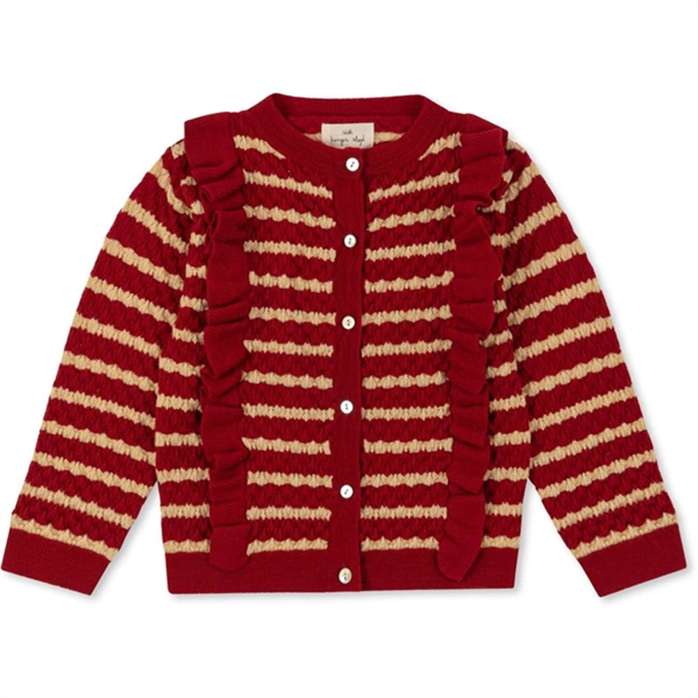 Jolly Stripe Cane Strik Frill Uld Cardigan