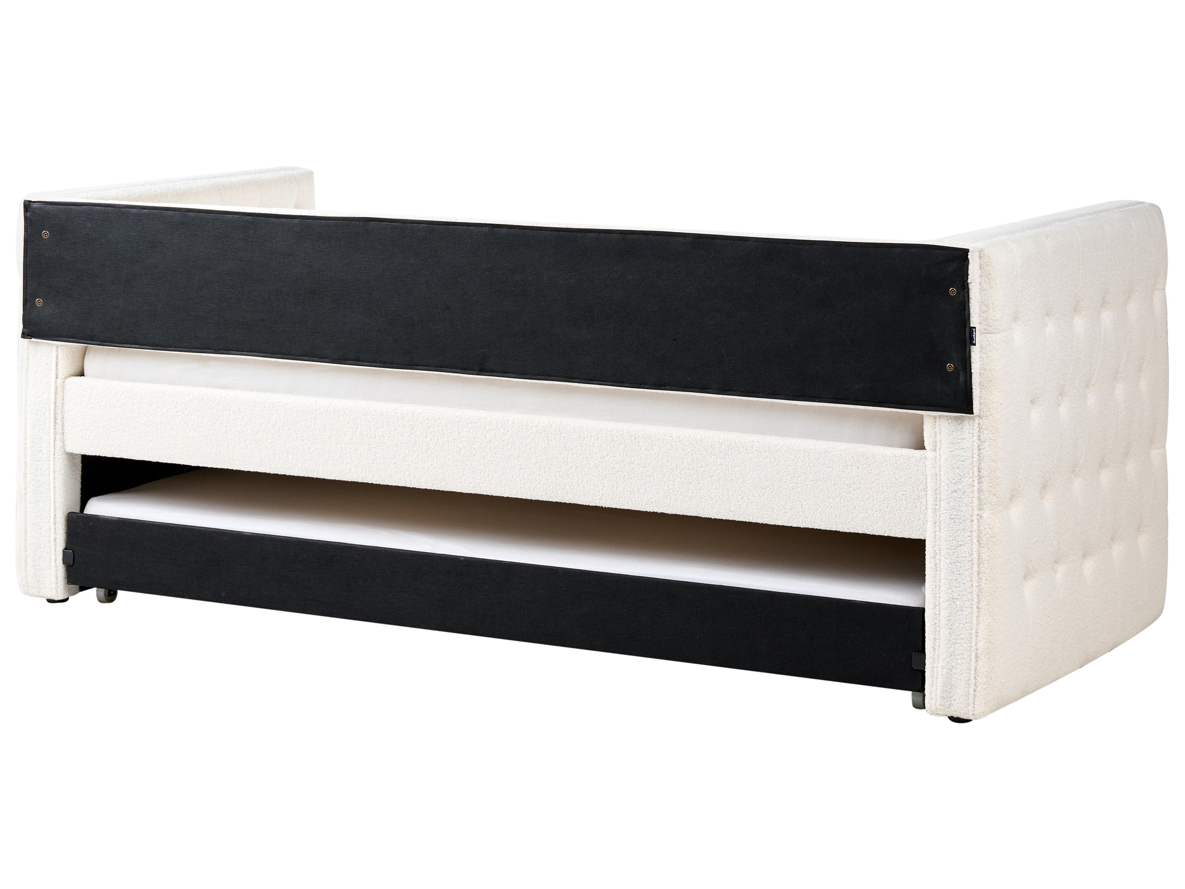 Onderschuifbed Bouclé GASSIN 90 x 200 cm Gebroken wit