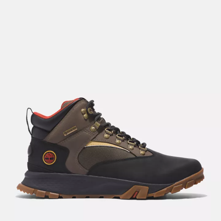 Bota de caminhada Mount Lincoln Mid impermeável para homens, nas cores preta e marrom.