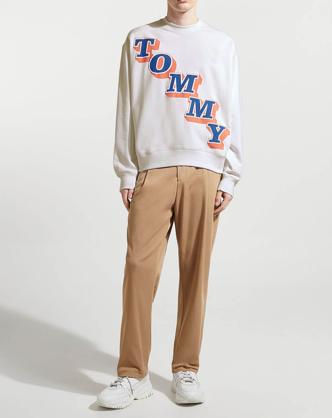 Tommy Jeans Sweat Boxy College Pop logo blanc