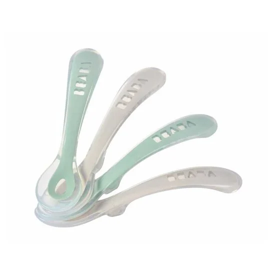 Lot de 4 cuillères 2ème âge soft   Grey/Sage green        de               Béaba