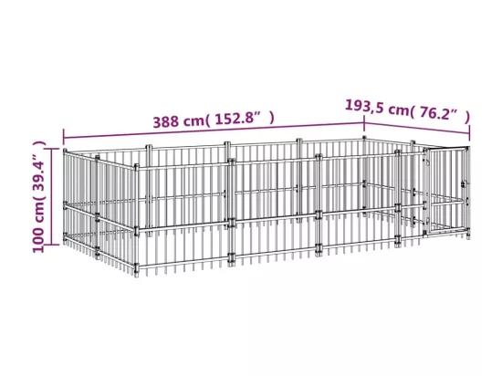 Chenil cage enclos pac noire 388 x 193.5 x 100 cm 02_0041878