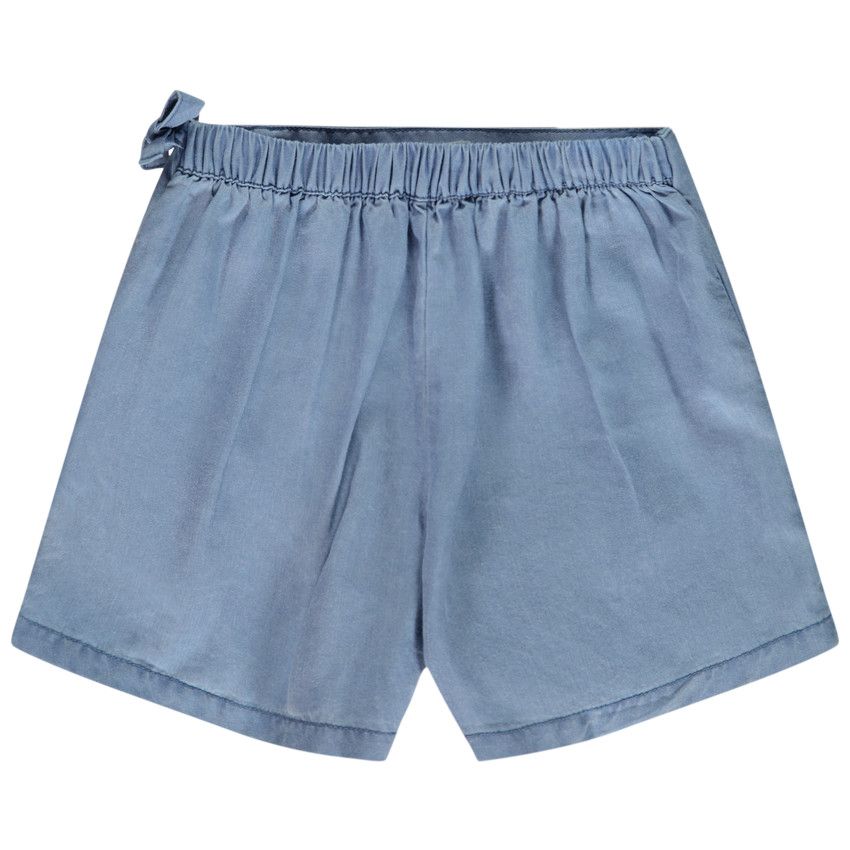 Jupe short noué à la taille pour fille - Bleu