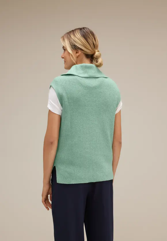 Troyer Pullunder mit Zipper - gentle green melange