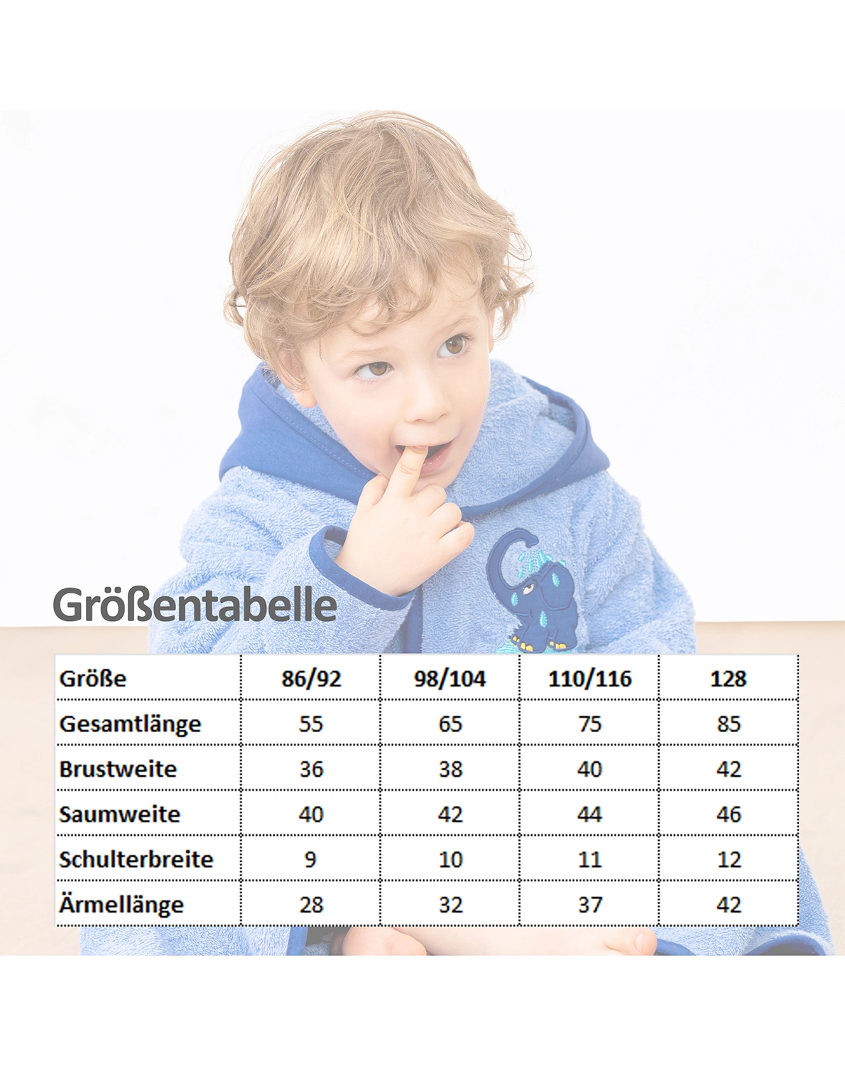 Bademantel ELEFANT in blau