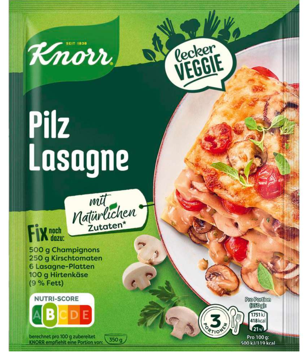 Knorr Fix Würzmischung, Pilz-Lasagne MHD:31.3.25