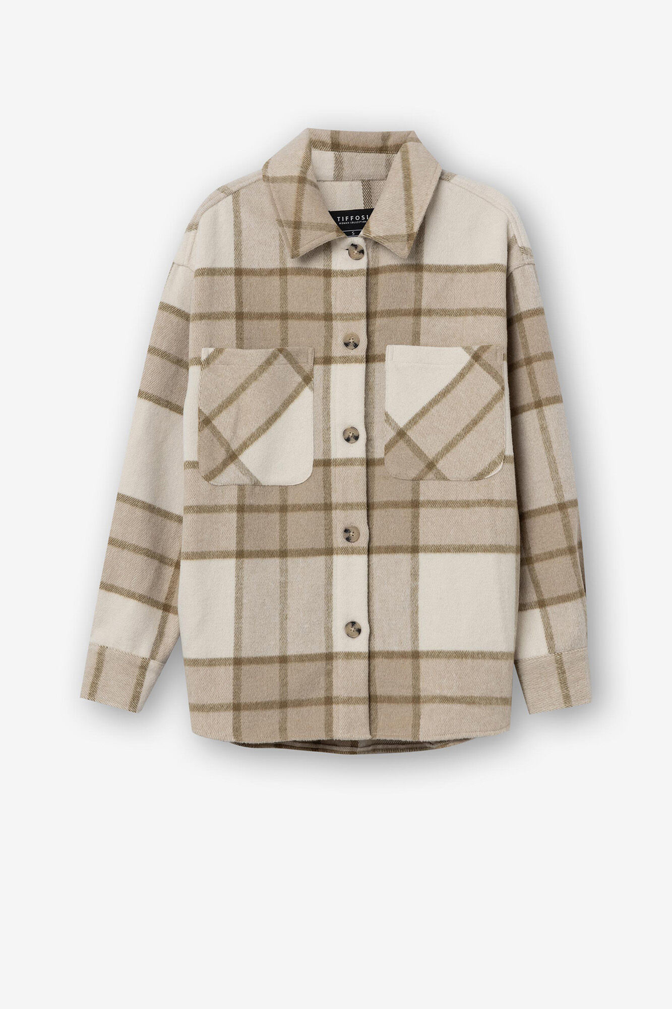 Jaqueta tipo shacket xadrez de toque suave
