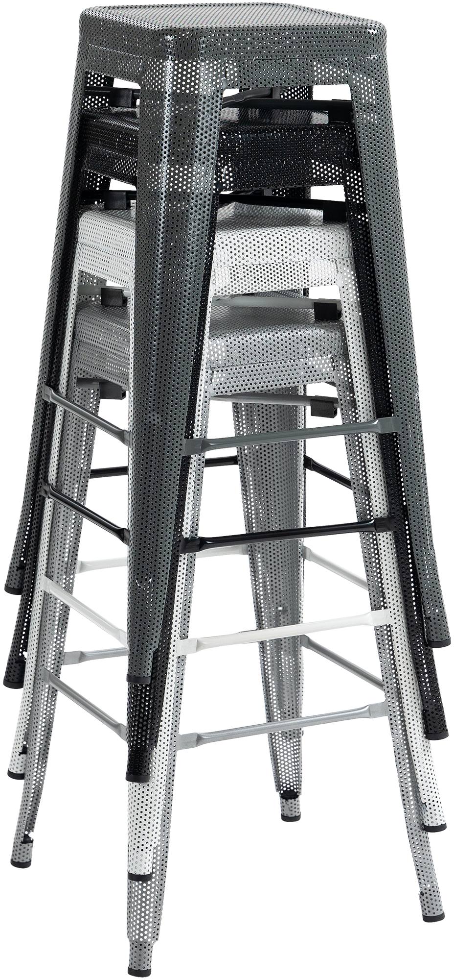 CLP 4er Set Barhocker Fletcher I Stapelbarer Tresenhocker Mit Bodenschonern Und Fußstütze I Barstuhl Aus Metall