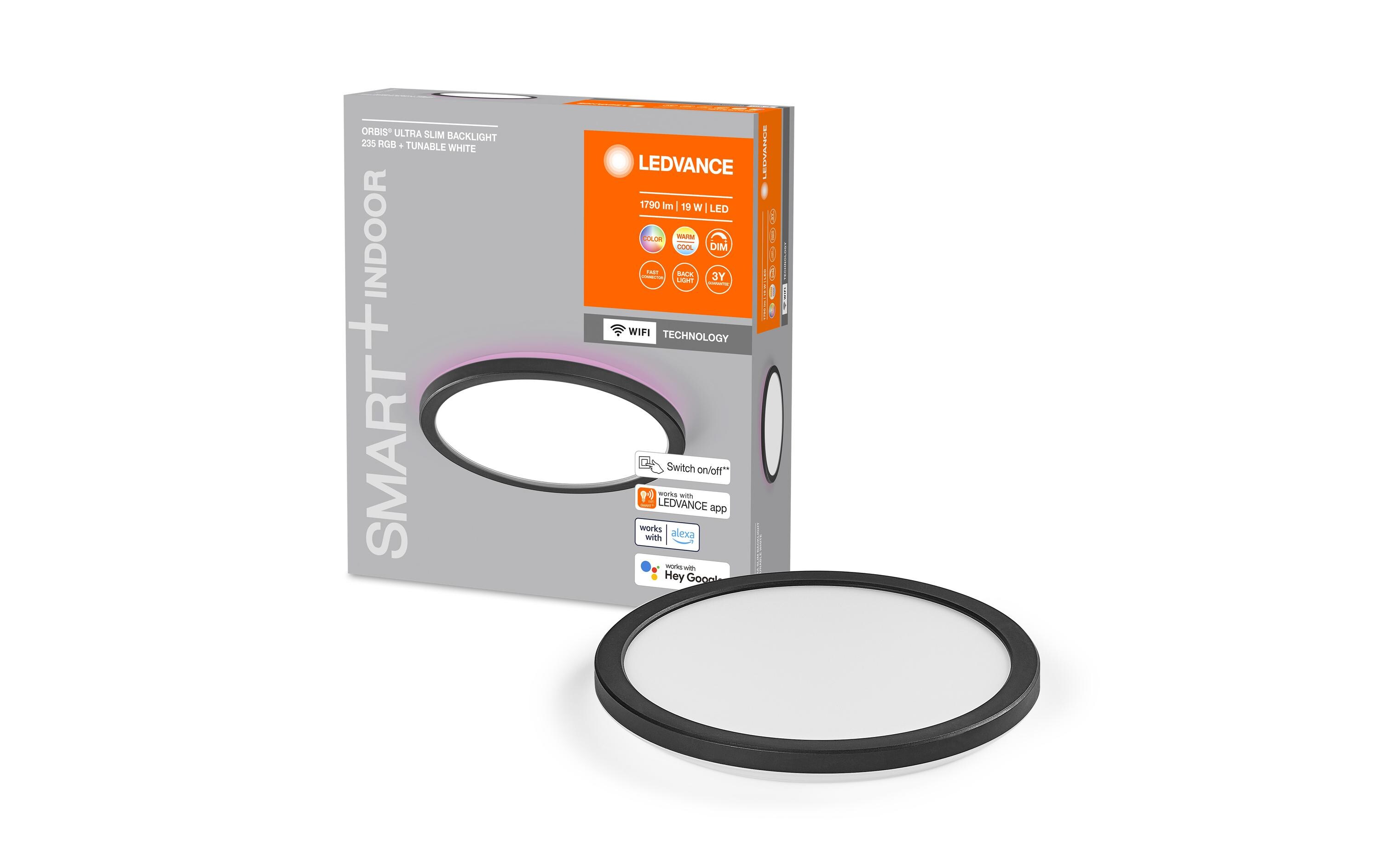 Deckenleuchte Smart+ Orbit Ultra Slim, Ø 23.5 cm, SchwarzSmarte Deckenleuchte