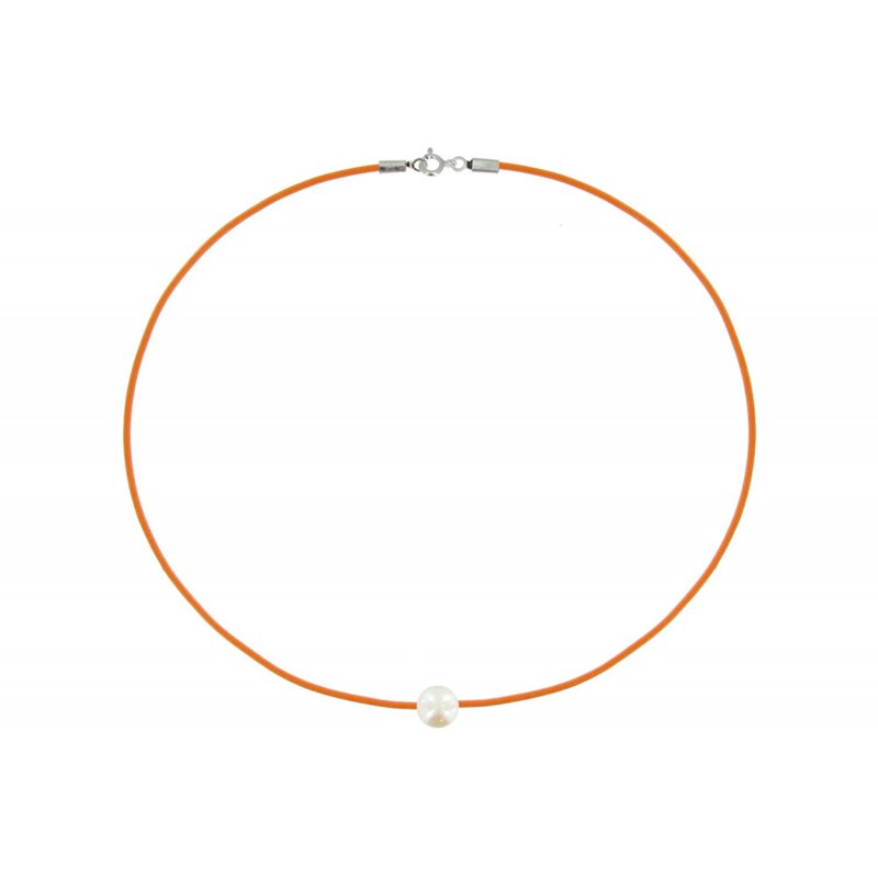 Set Collier et Bracelet Lien La Perle Blanche des Poulettes - Colors - Orange