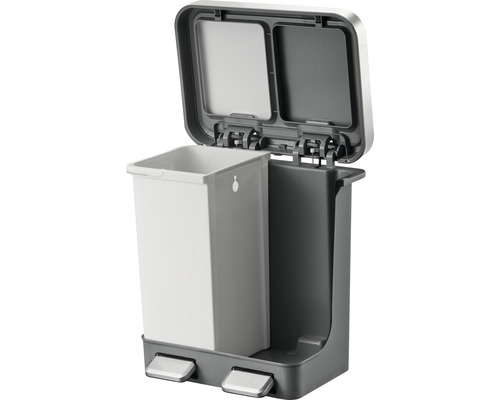 EKO Hana Duo pedaalemmer, 2 compartimenten, 20 l, grijs/wit